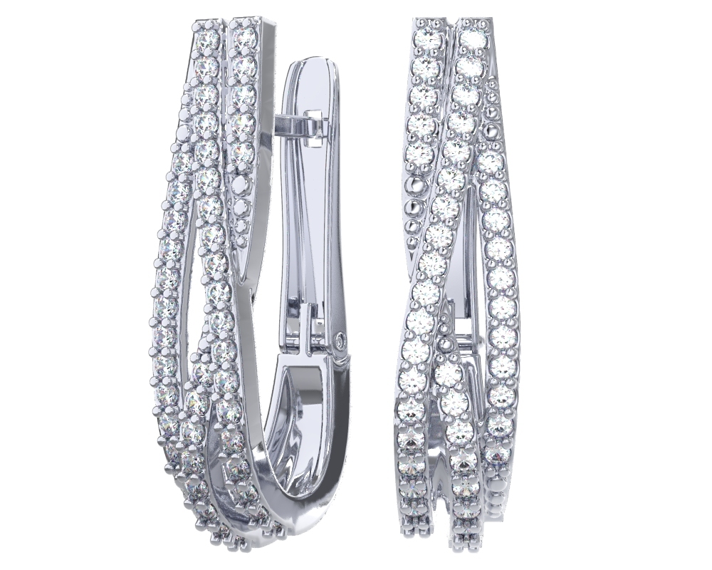 Серьги из серебра с фианитами