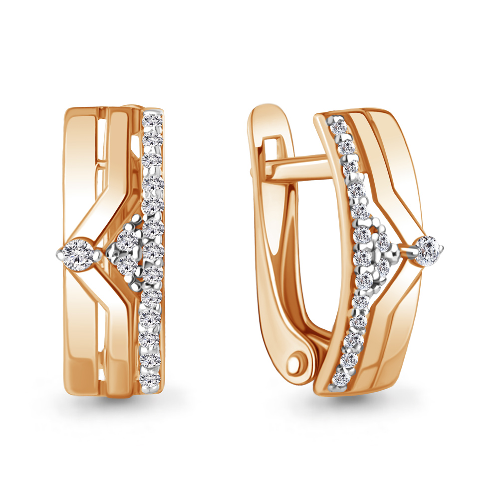 Серьги из красного золота с фианитами