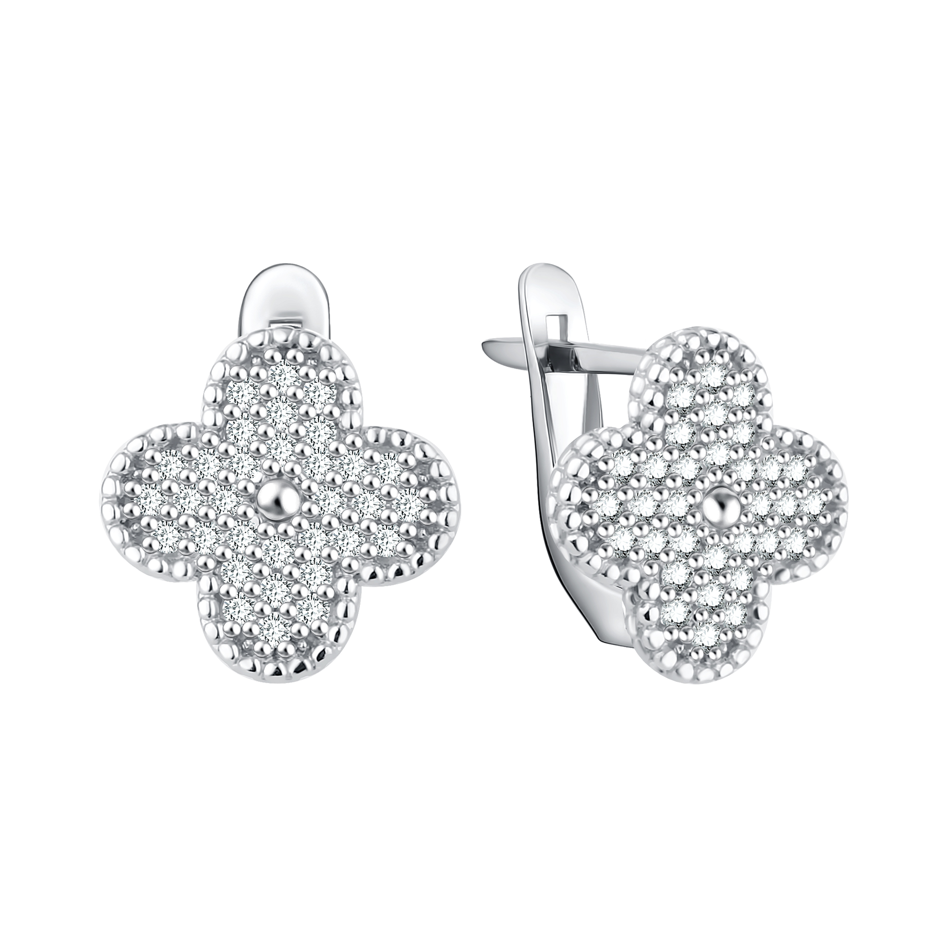 Серьги из серебра с фианитами