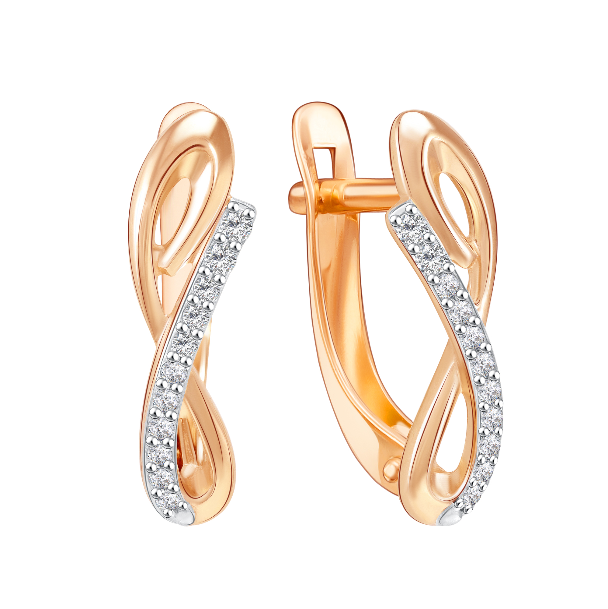 Серьги из красного золота с фианитами