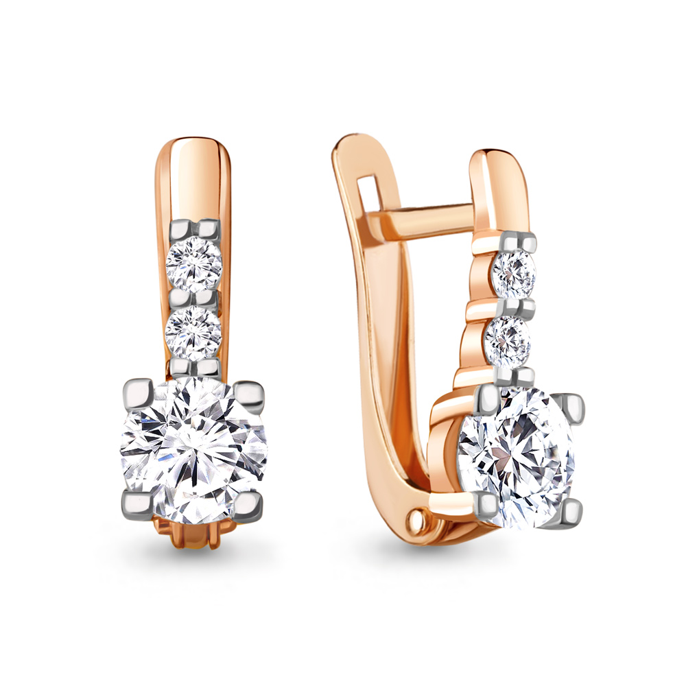 Серьги из красного золота с фианитами