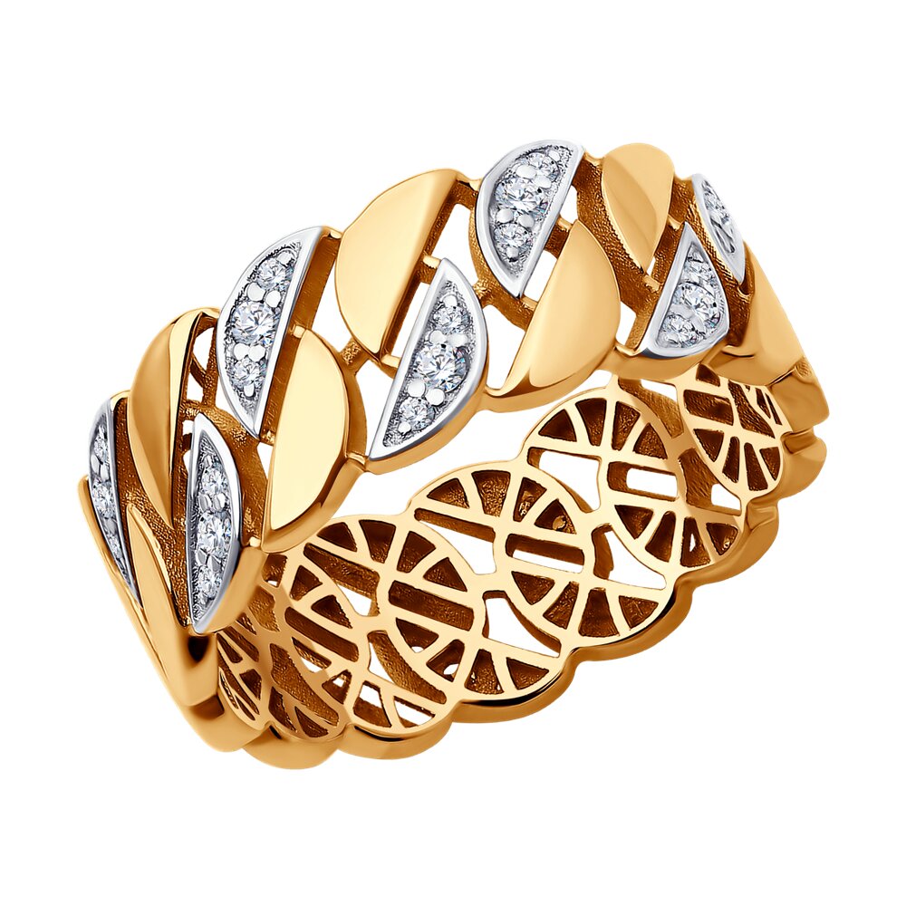 Кольцо из красного золота с фианитами