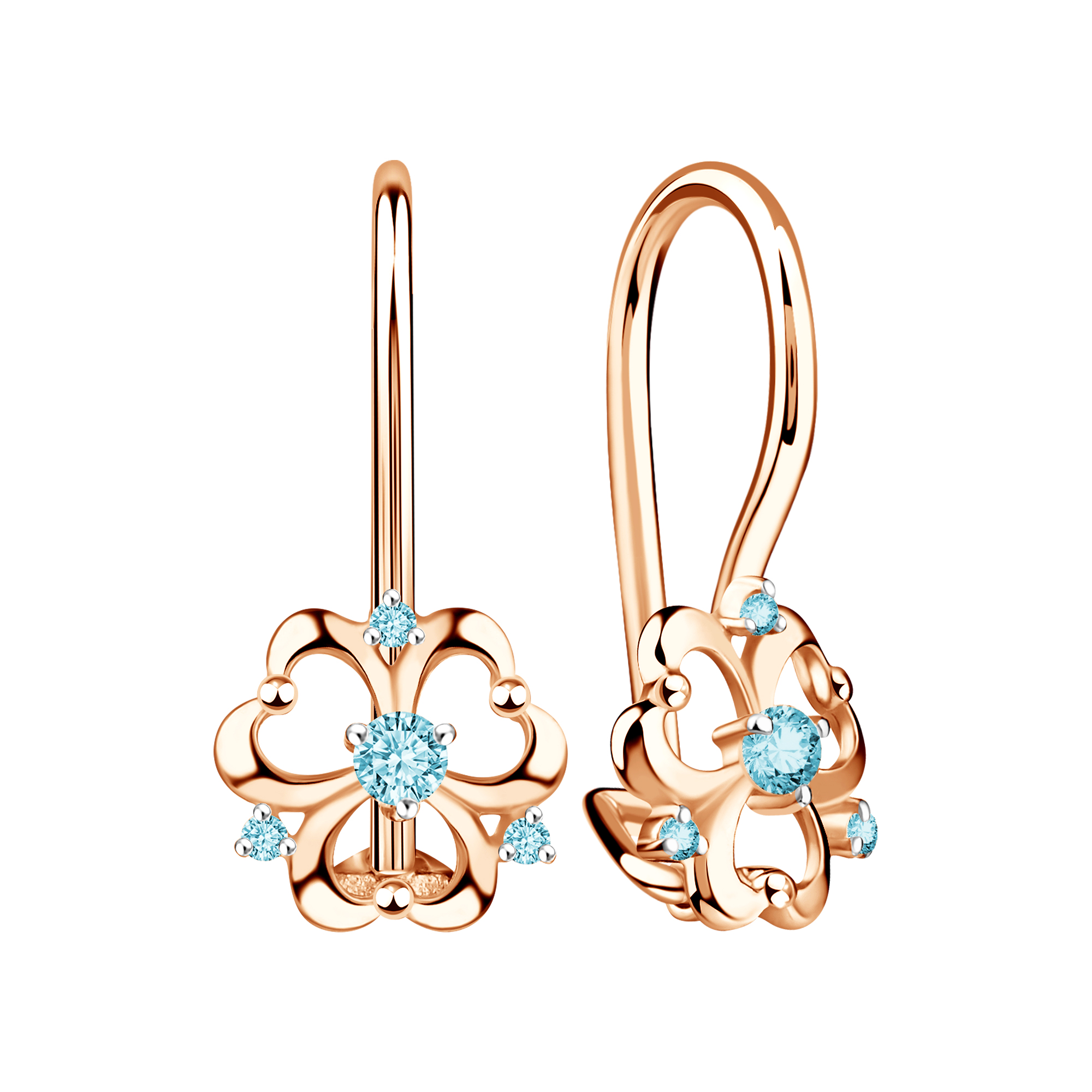 Серьги из красного золота с фианитами