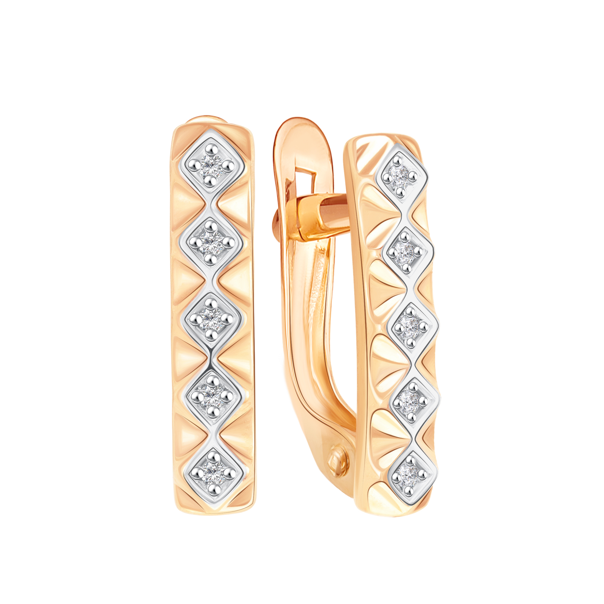 Серьги из красного золота с фианитами