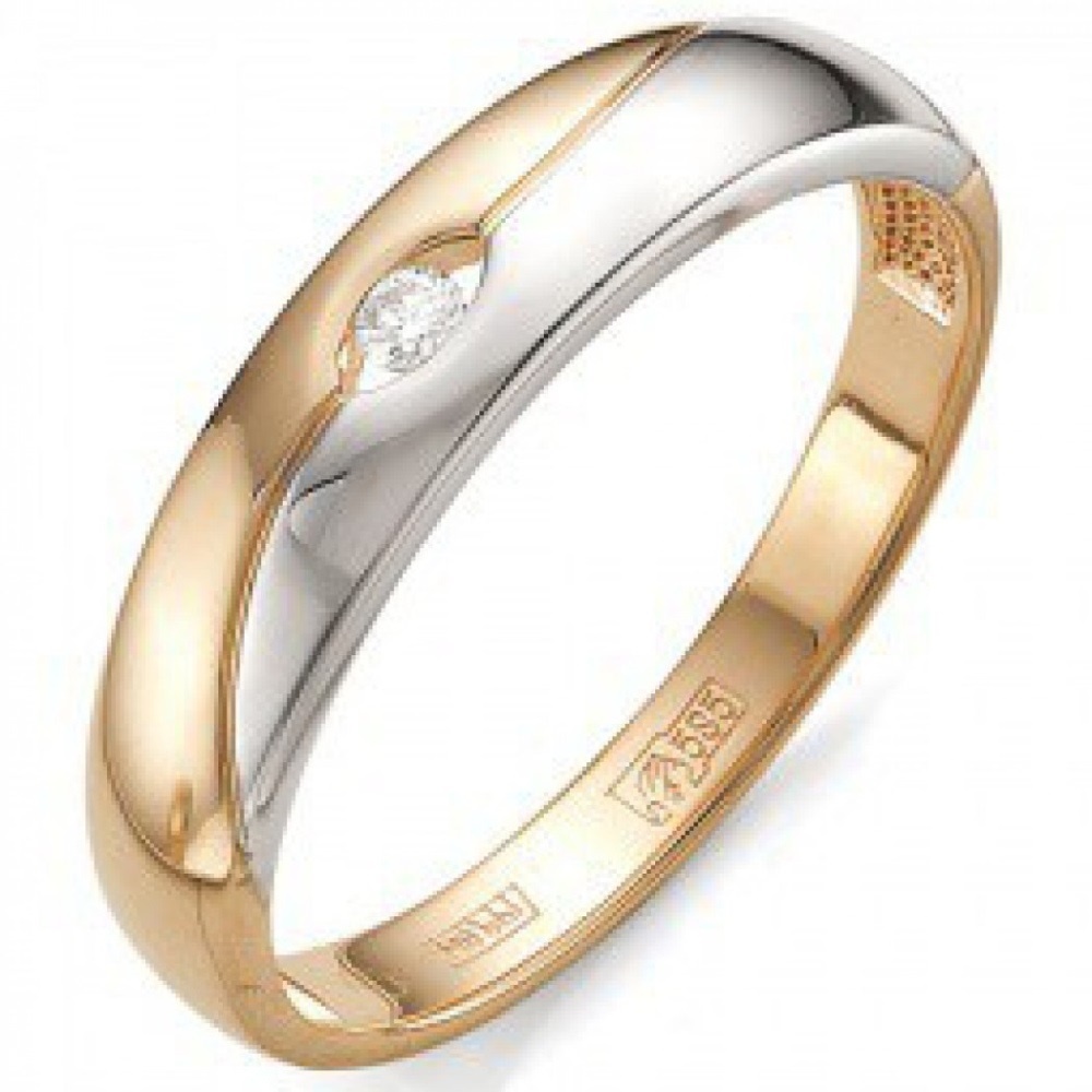 Обручальное кольцо из красного золота с бриллиантом