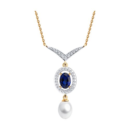 Колье из красного золота с миксом камней