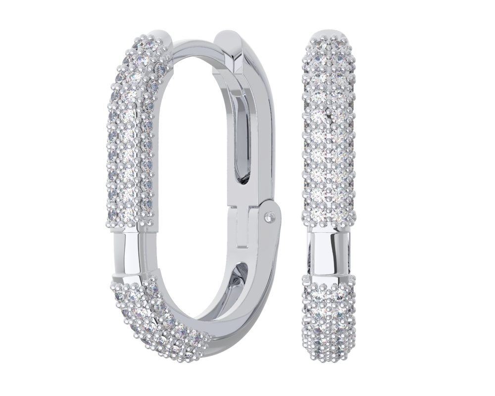 Серьги конго из серебра с фианитами