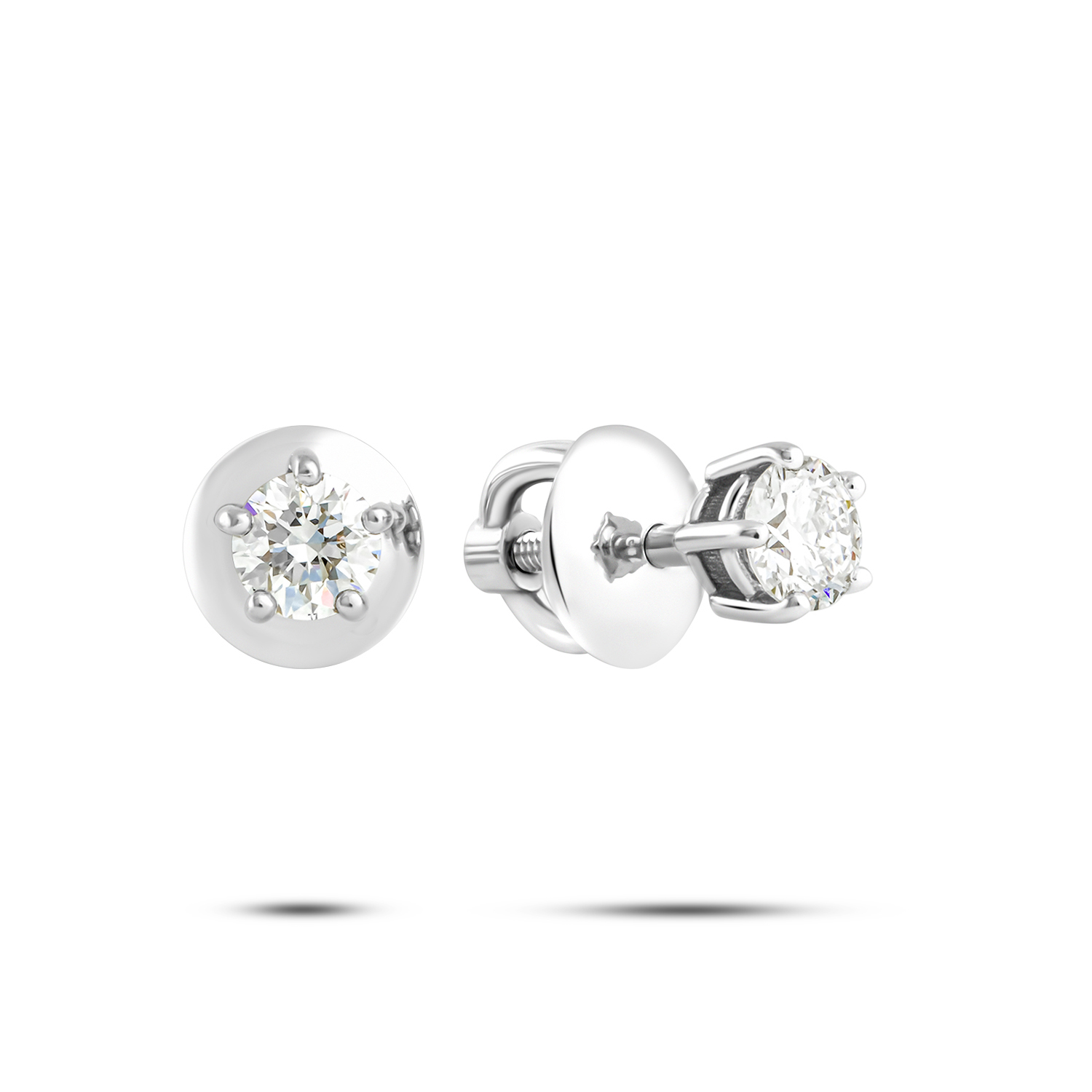 Серьги-пусеты из белого золота с бриллиантами