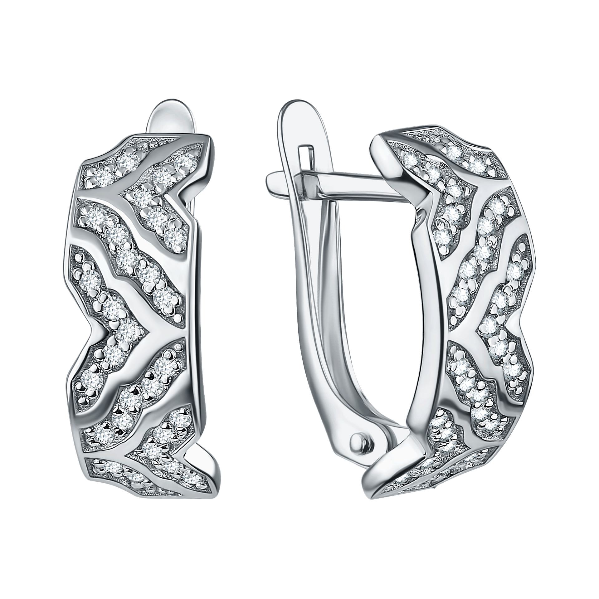 Серьги из серебра с фианитами