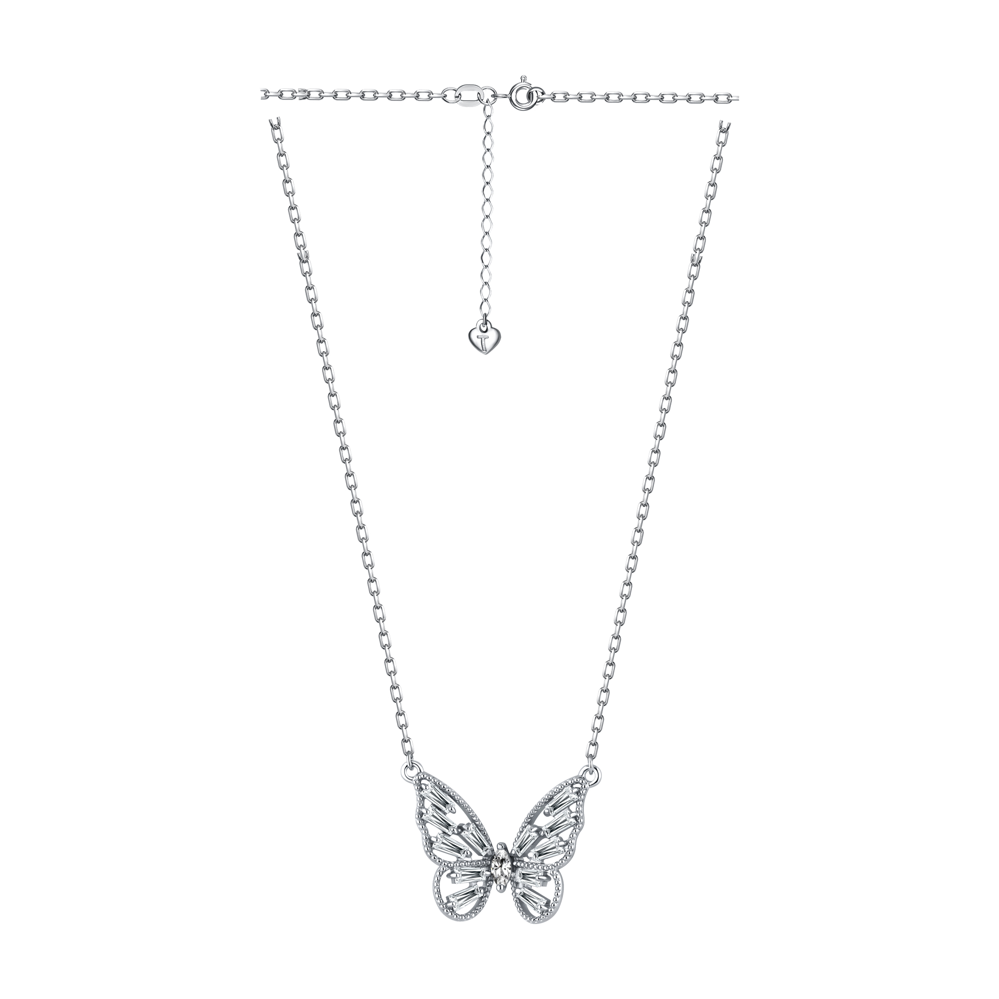 Колье из серебра с фианитами «Бабочка»