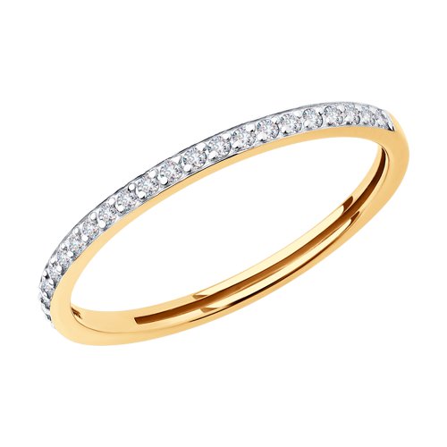 Кольцо из красного золота с фианитами