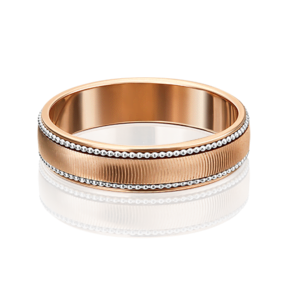 Обручальное кольцо из комбинированного золота с алмазной гранью