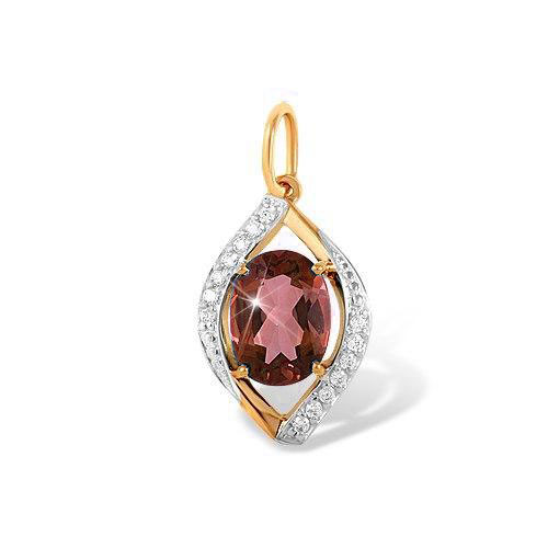 Подвеска из красного золота с раухтопазом и фианитами