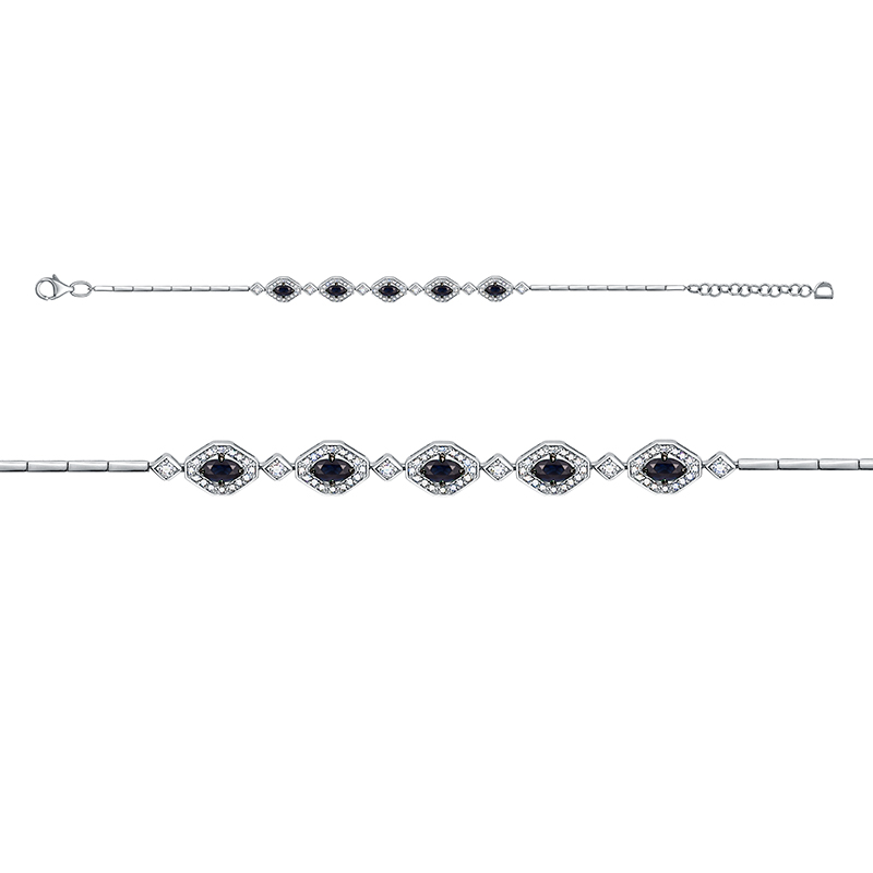 Браслет из белого золота с сапфирами и бриллиантами