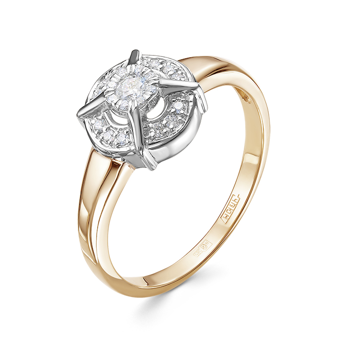 Кольцо из красного золота с бриллиантами