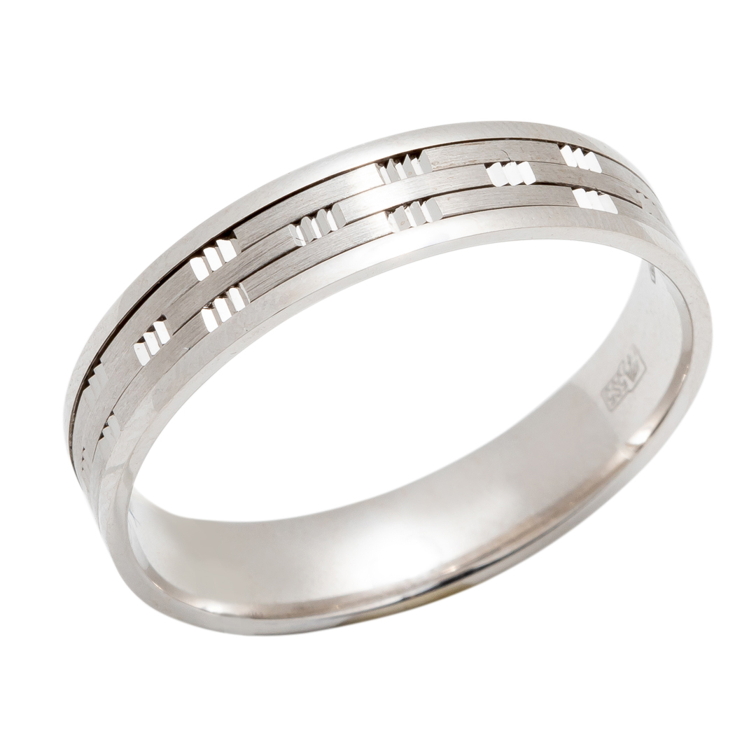Обручальное кольцо из белого золота с алмазной гранью