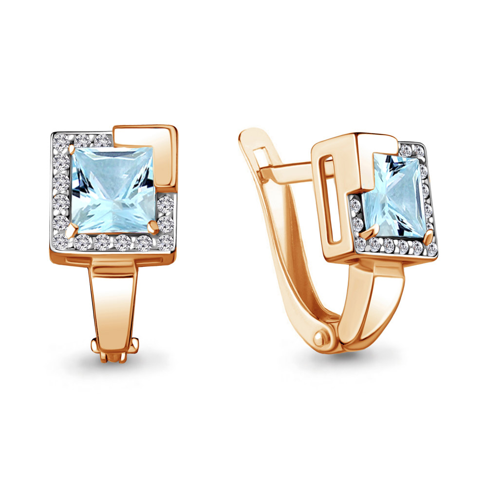 Серьги из красного золота с топазами и фианитами