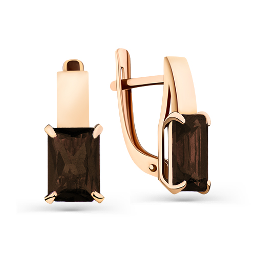 Серьги из красного золота с раухтопазом