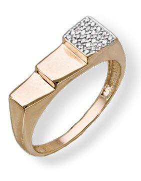 Кольцо из красного золота с фианитами