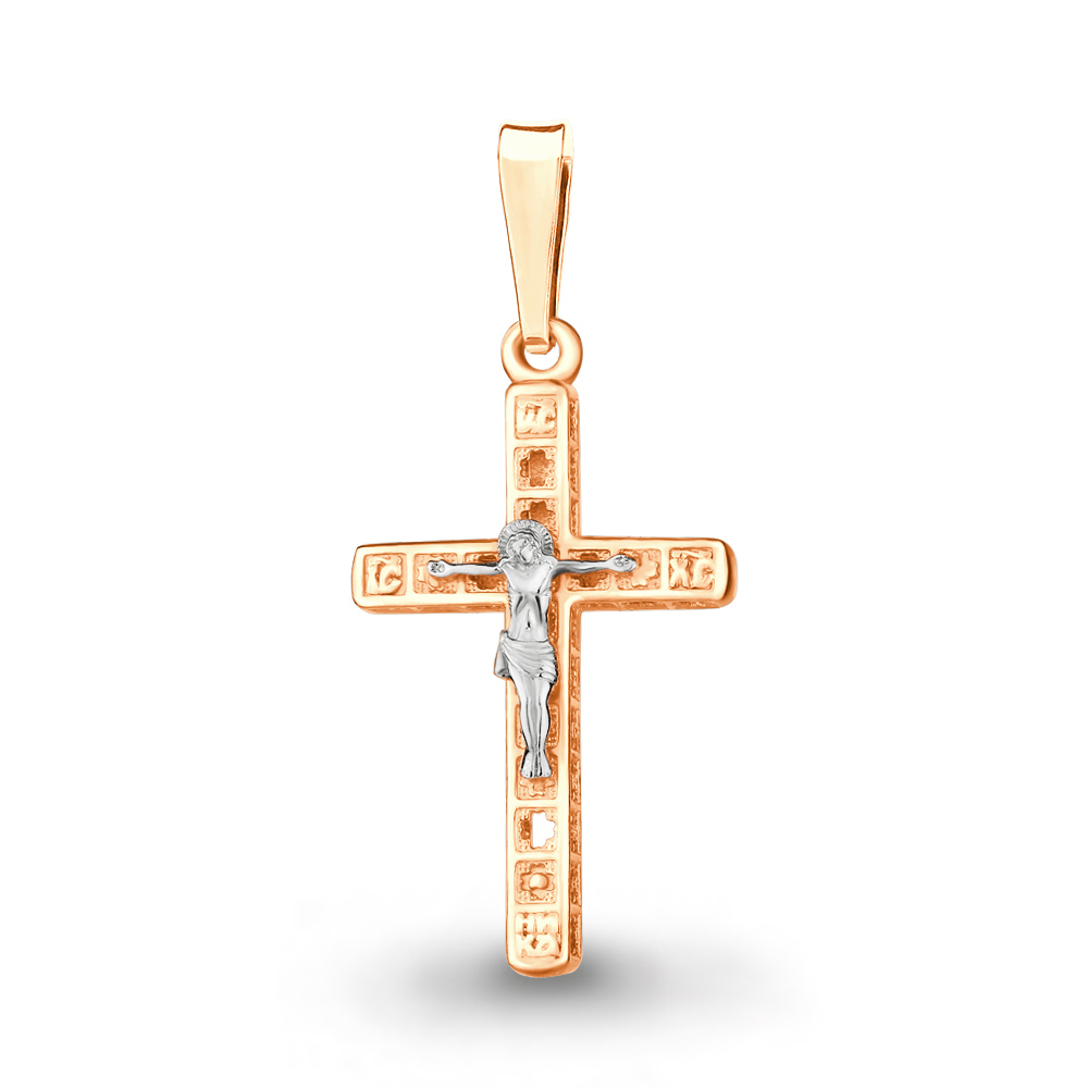 Крестик православный из комбинированного золота