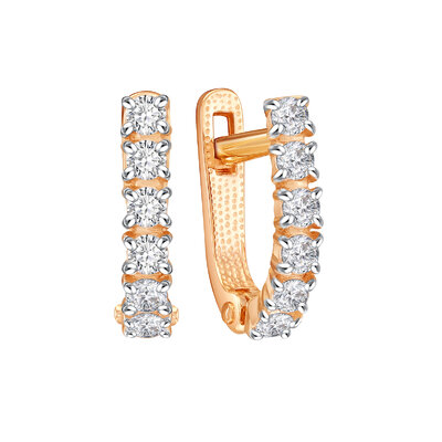 Серьги из красного золота с фианитами