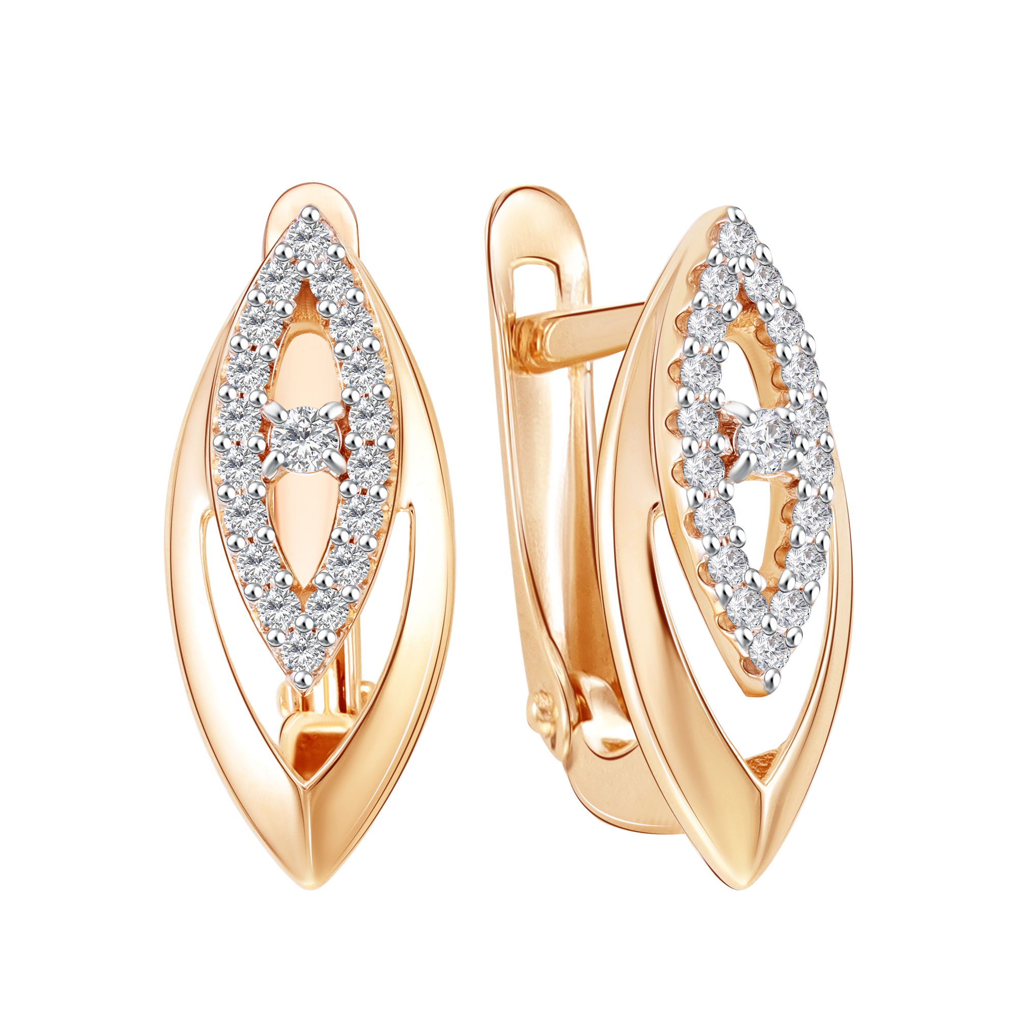 Серьги из красного золота с фианитами