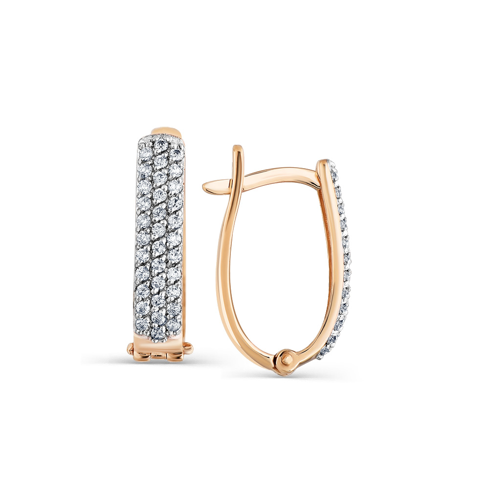 Серьги из красного золота с фианитами