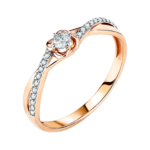 Кольцо из красного золота с фианитами