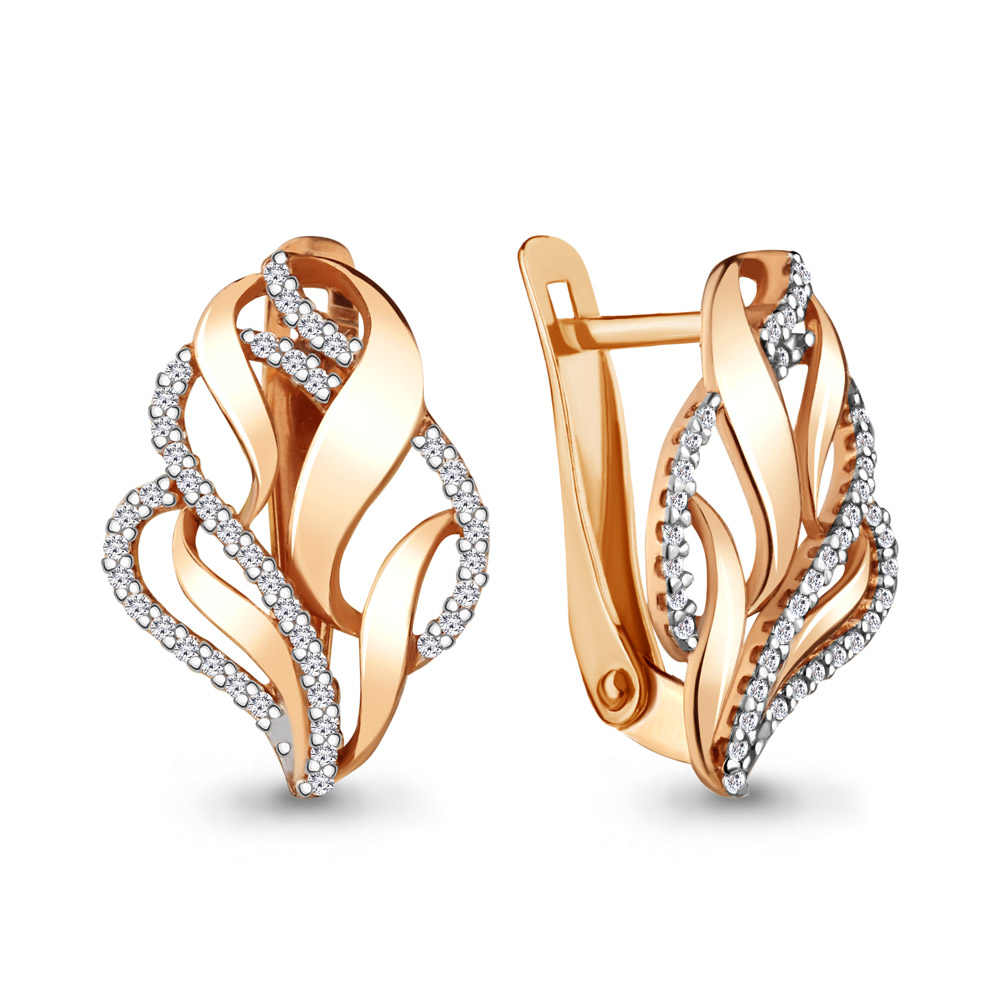 Серьги из красного золота с фианитами