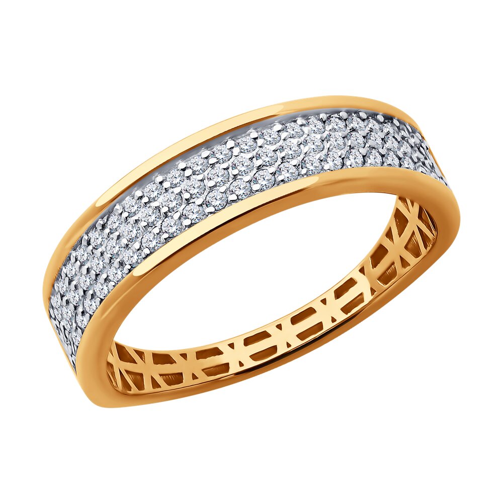 Кольцо из красного золота с фианитами