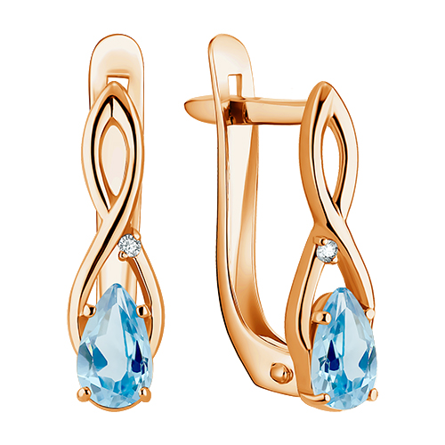 Серьги из красного золота с фианитами