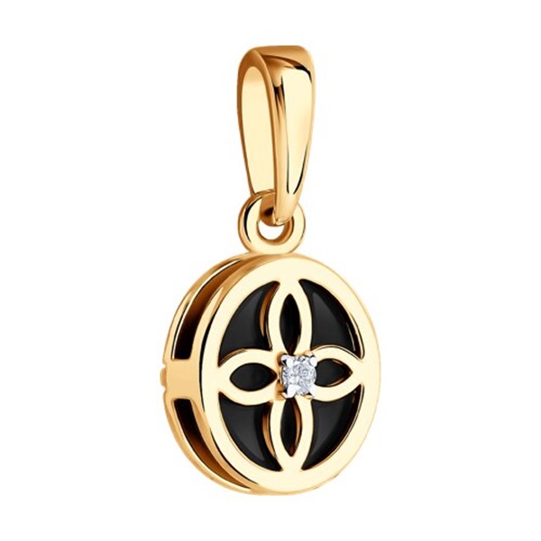 Подвеска из красного золота с агатом и фианитом