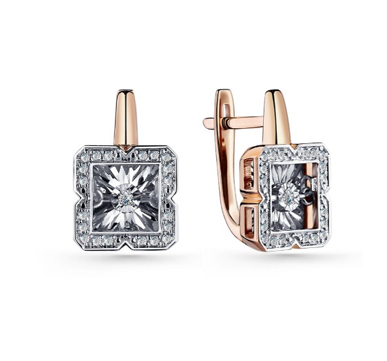 Серьги из красного золота с бриллиантами