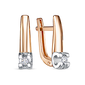 Серьги из красного золота с бриллиантами