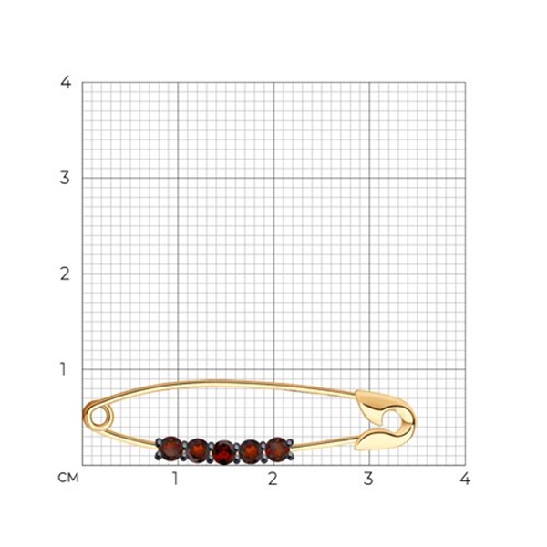 Брошь из красного золота с гранатами