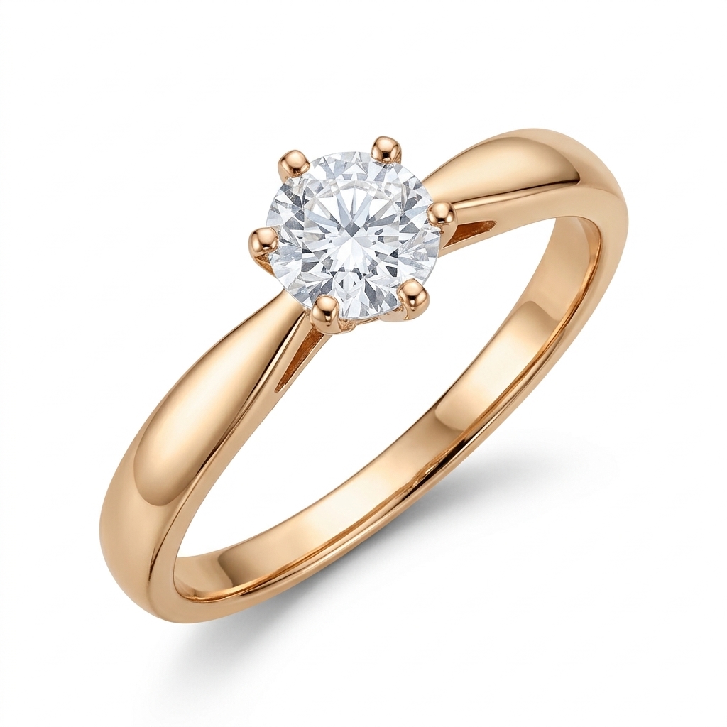 Кольцо из красного золота с бриллиантом