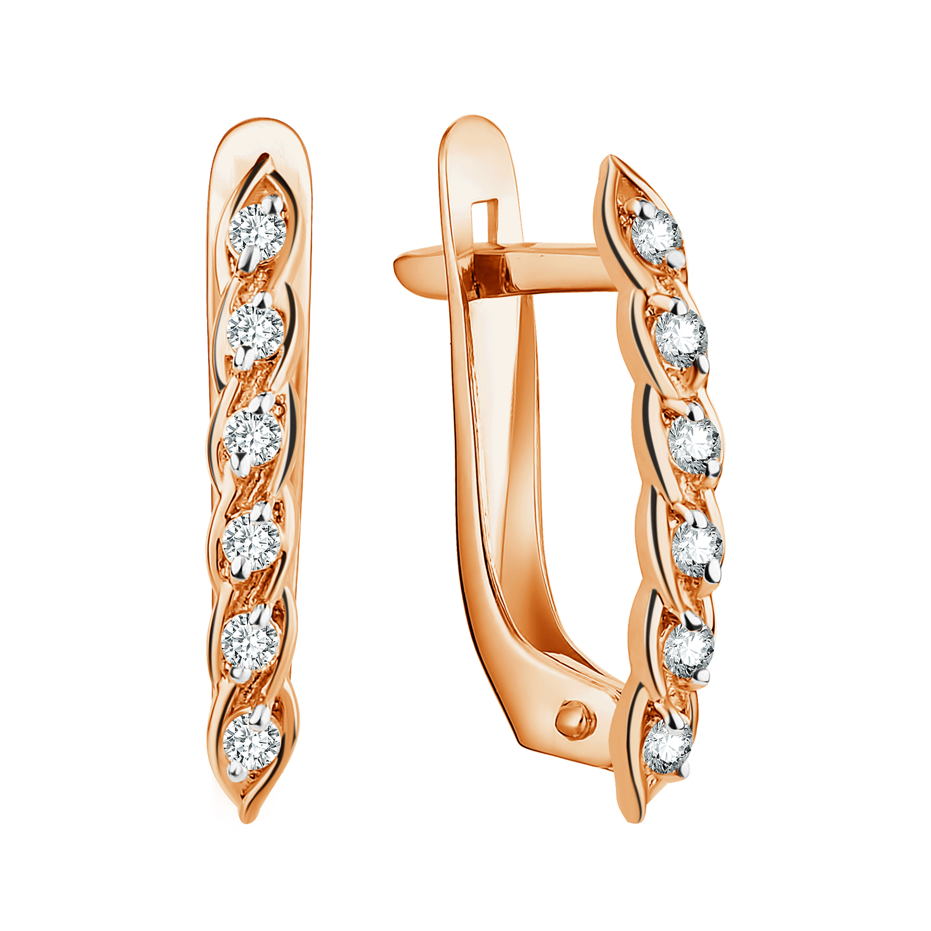 Серьги из красного золота с фианитами