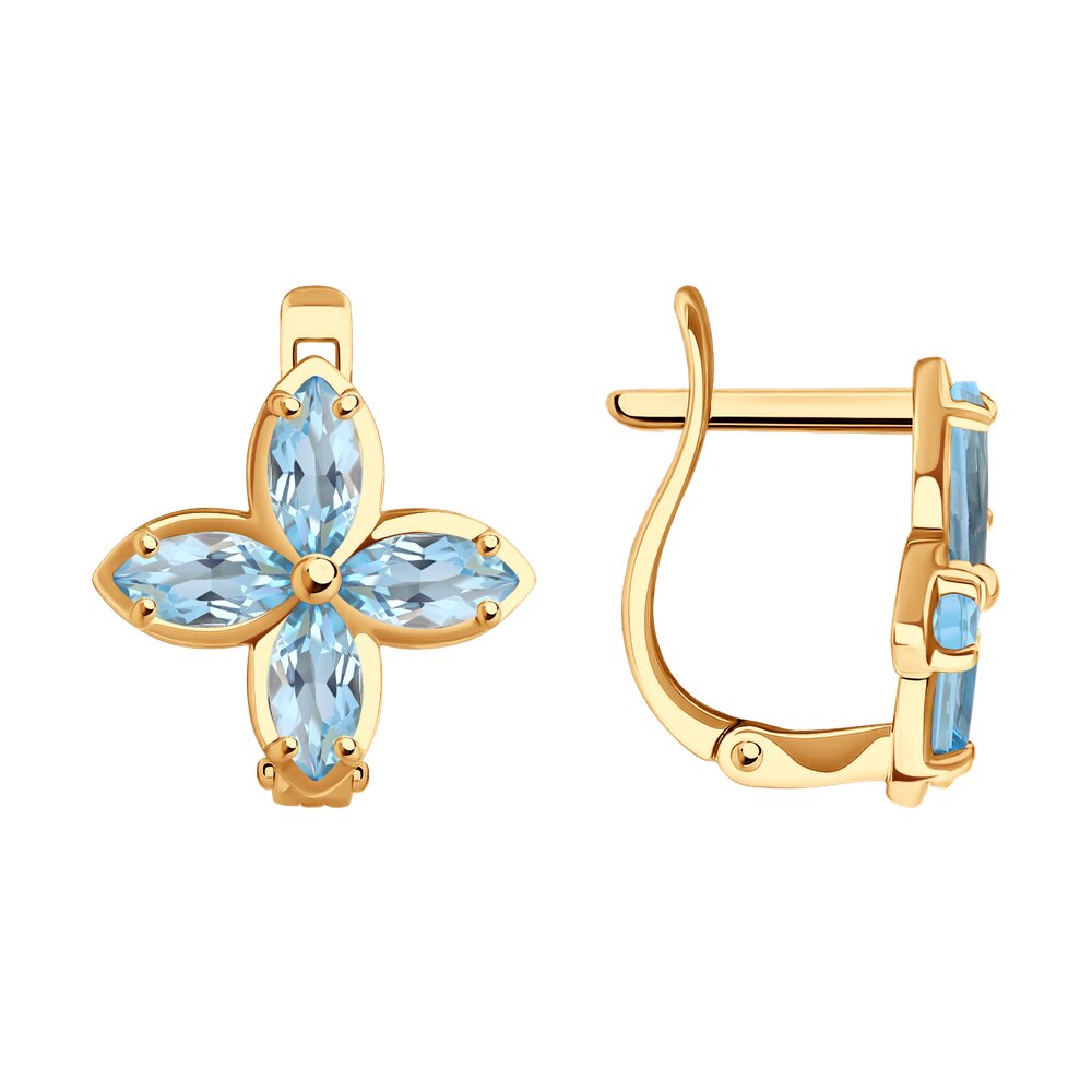 Серьги из красного золота с топазами