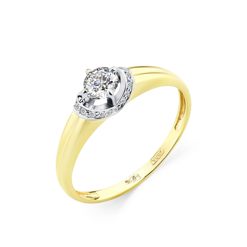 Кольцо из комбинированного золота с фианитами