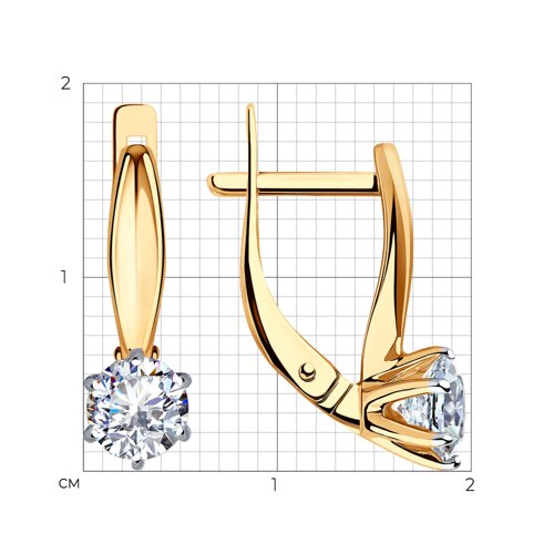 Серьги из красного золота с фианитами