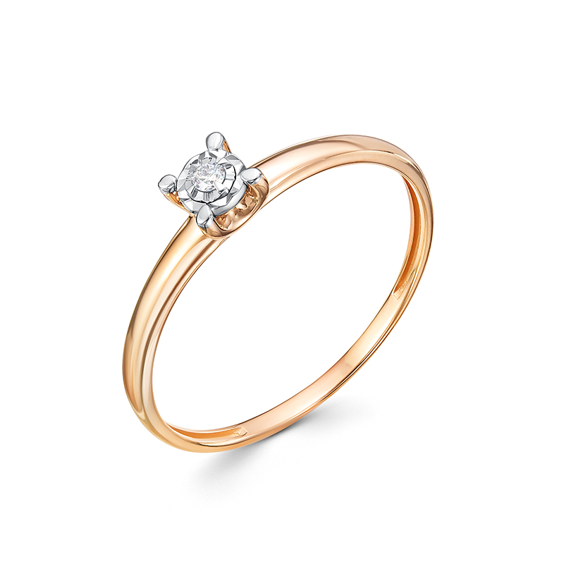 Кольцо из красного золота с бриллиантом