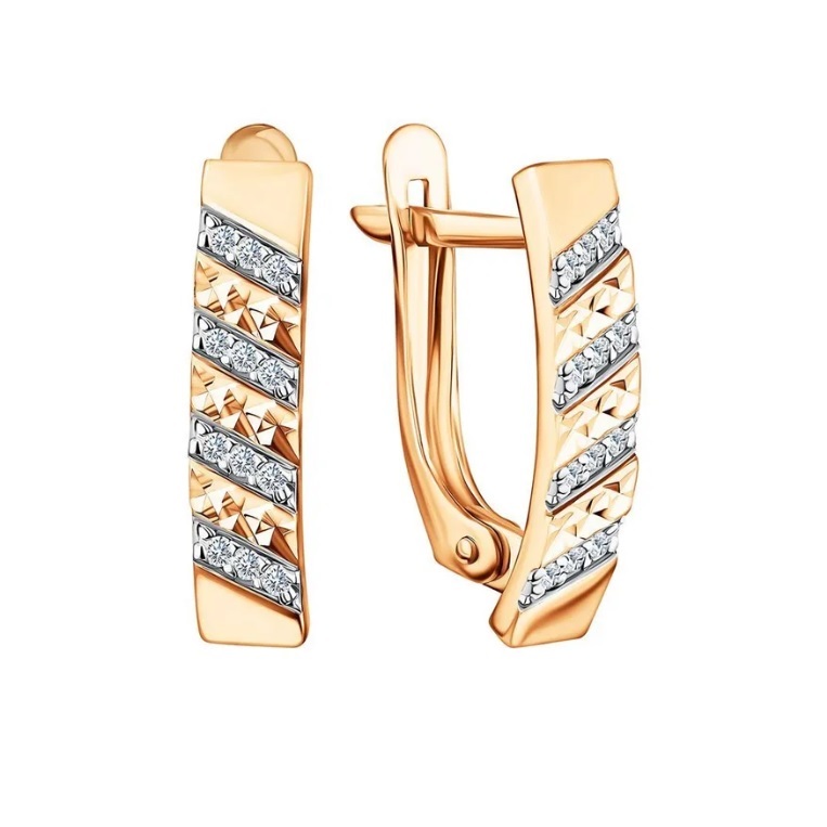 Серьги из красного золота с фианитами