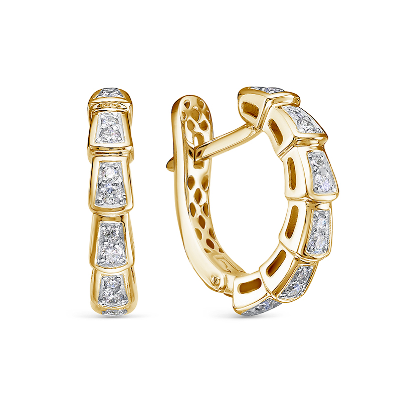 Серьги из желтого золота с бриллиантами