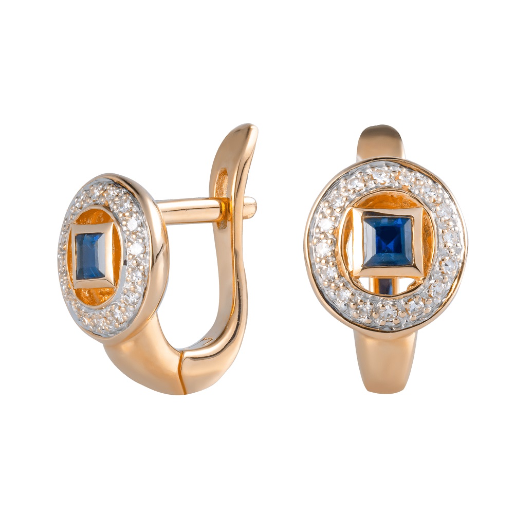 Серьги из золота с бриллиантами и сапфирами