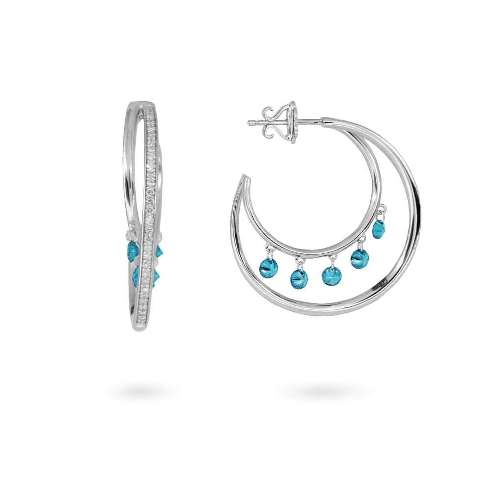 Серьги пусеты из белого золота с бриллиантами