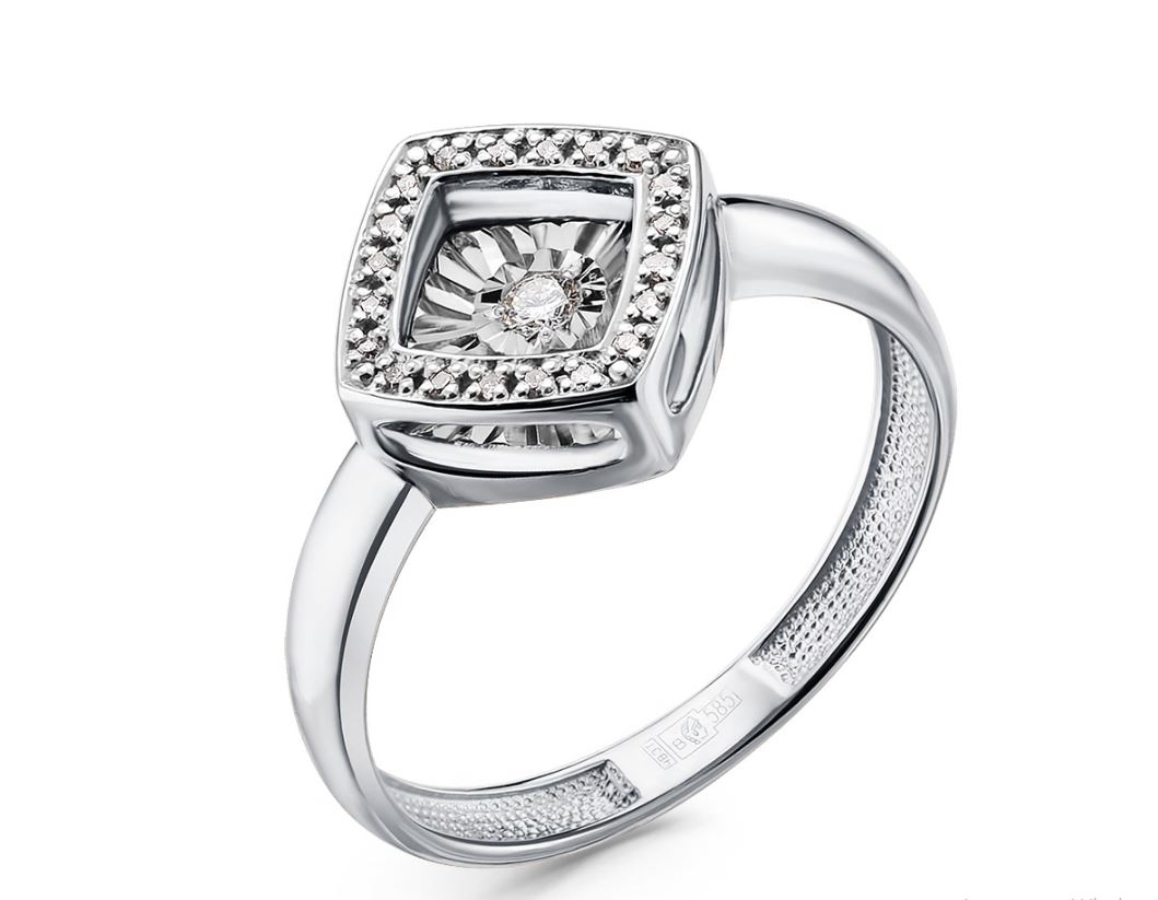 Кольцо из белого золота с танцующим бриллиантом
