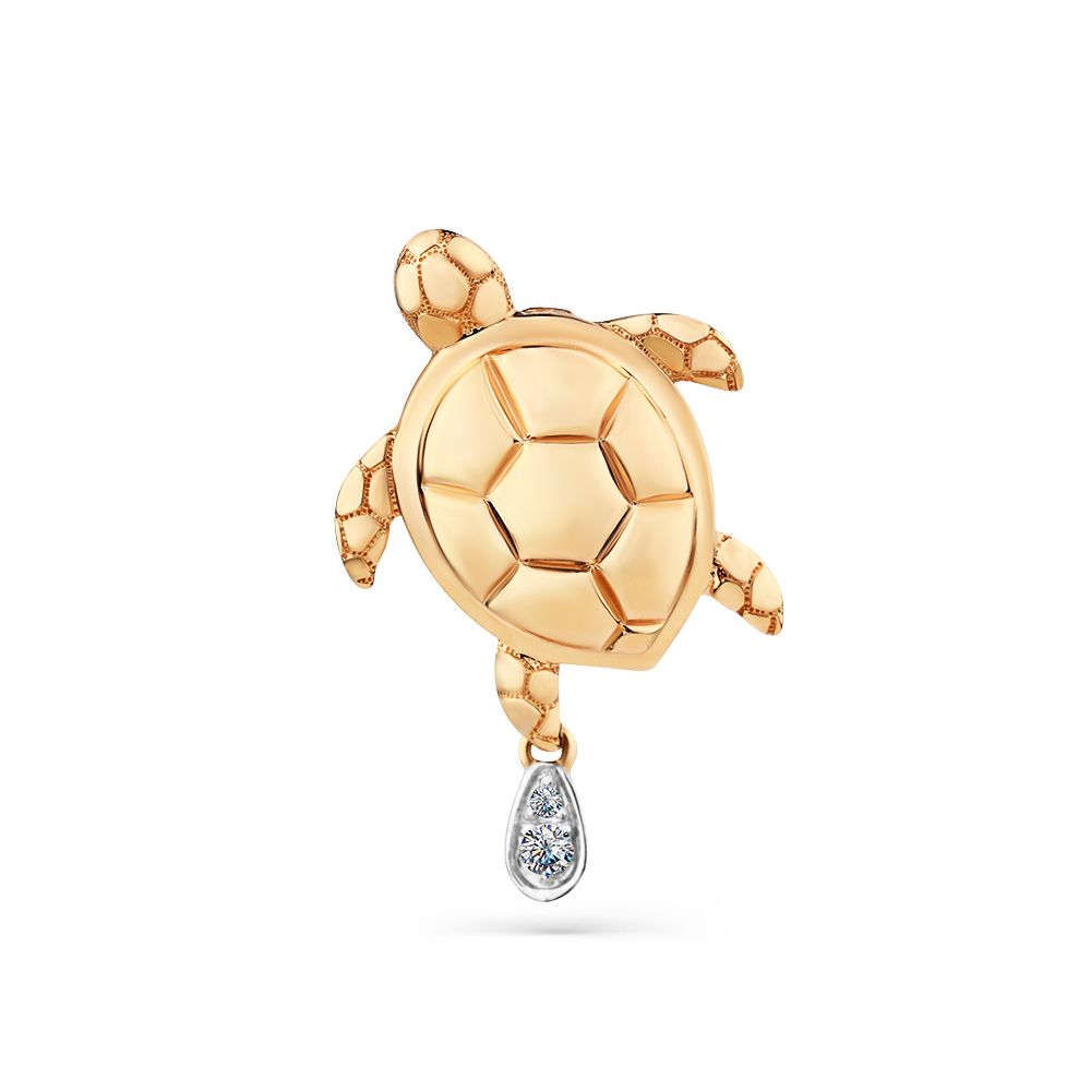 Подвеска из красного золота с фианитами «Черепаха»