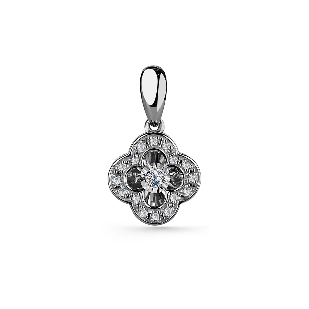 Подвеска из белого золота с танцующим бриллиантом