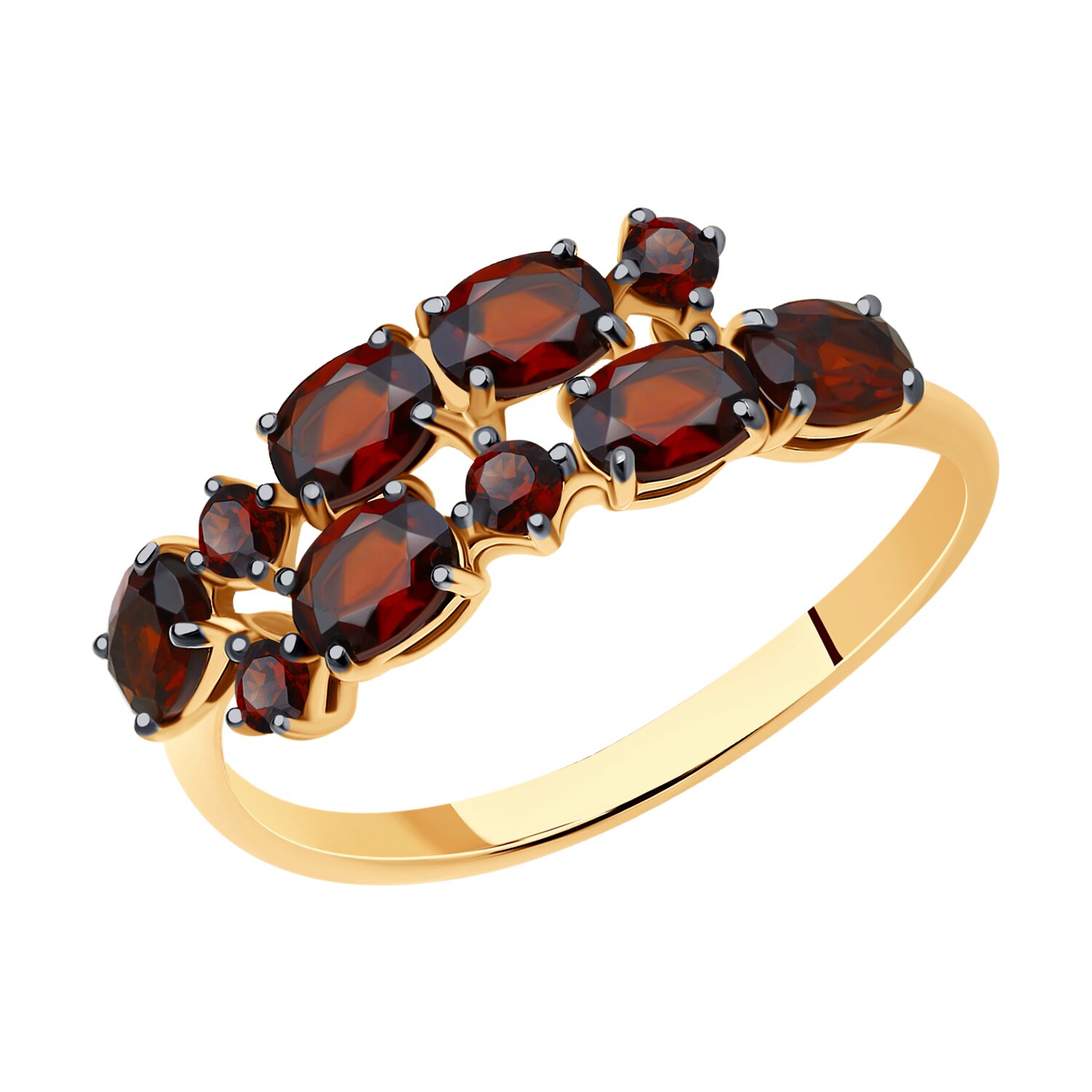 Кольцо из золота с гранатами