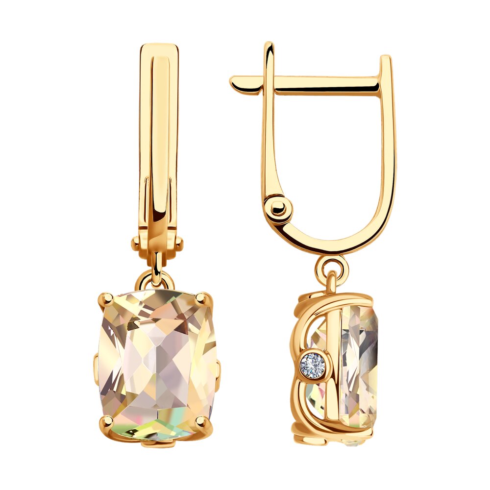 Серьги из красного золота с топазами и фианитами